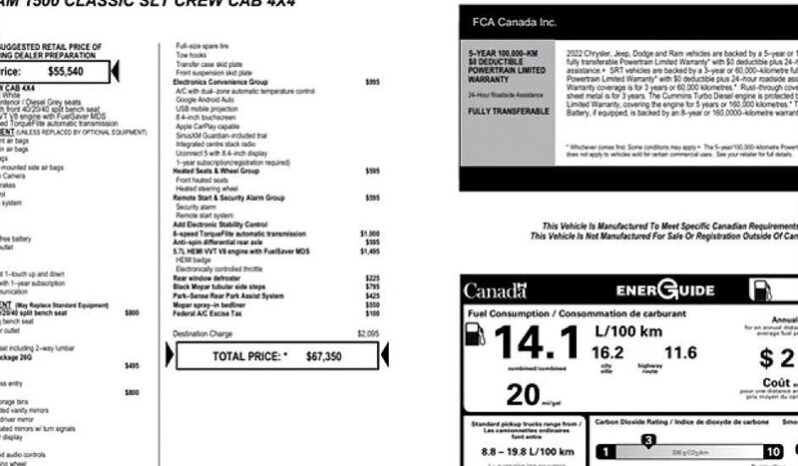 
								2022 Ram 1500 SLT Crew Cab 4×4 5.7L Hemi full									