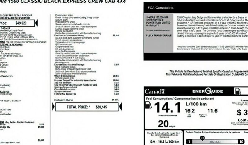 
								2020 Ram 1500 Express Crew Cab 4×4 5.7L Hemi full									