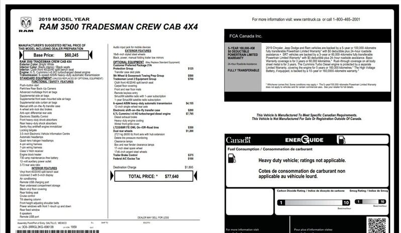 
								2019 RAM 3500 Tradesman Dually Diesel Crew Cab 4×4 full									