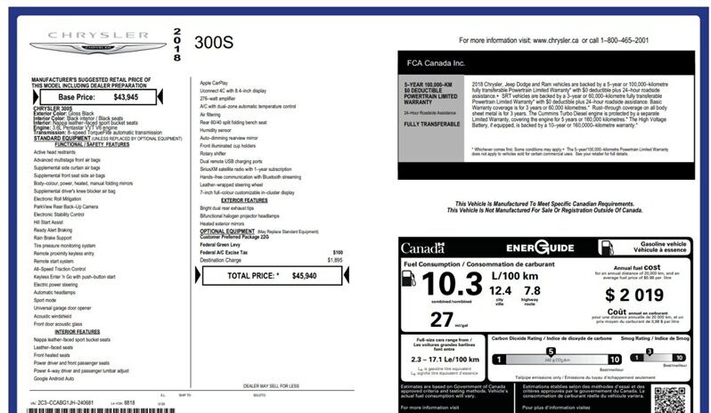 
								2018 Chrysler 300S full									