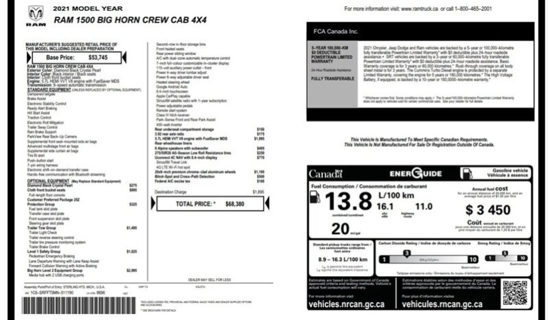 
								2021 Ram 1500 Big Horn Crew Cab 4×4 5.7L Hemi full									