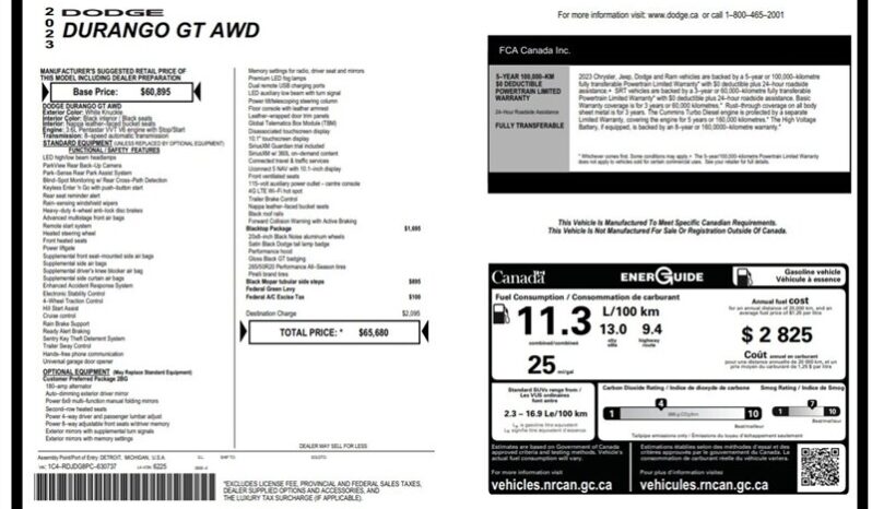 
								2023 Dodge Durango GT Blacktop AWD full									