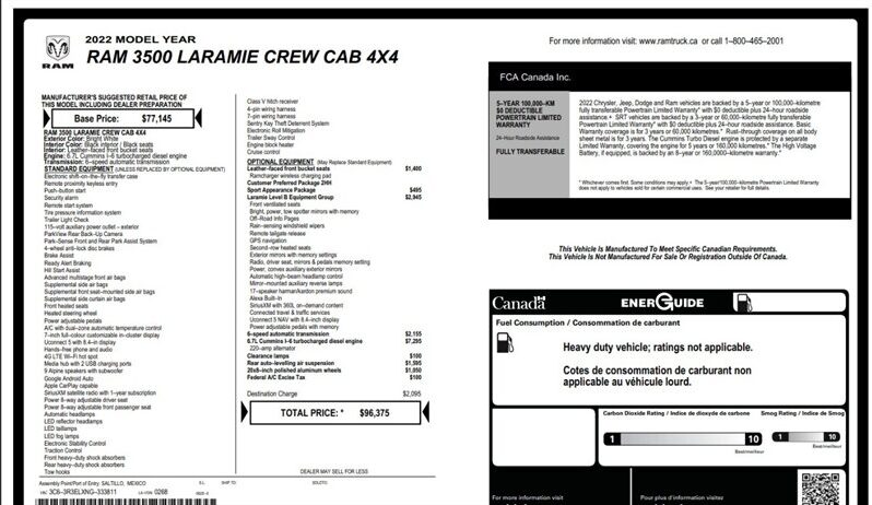 
								2022 Ram 3500 Laramie Diesel Sporet Crew Cab 4×4 full									