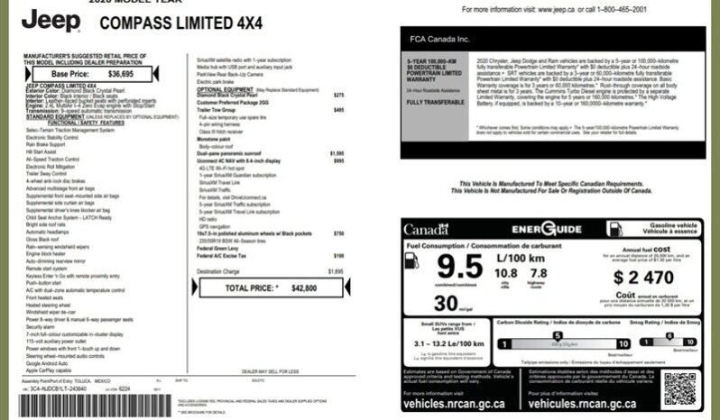 
								2020 Jeep Compass Limited 4×4 full									