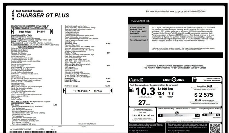 
								2023 Dodge Charger GT Plus Blacktop Edition Sunroof full									