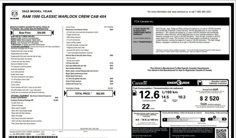 
								2022 Ram 1500 Warlock Crew Cab 4×4 full									