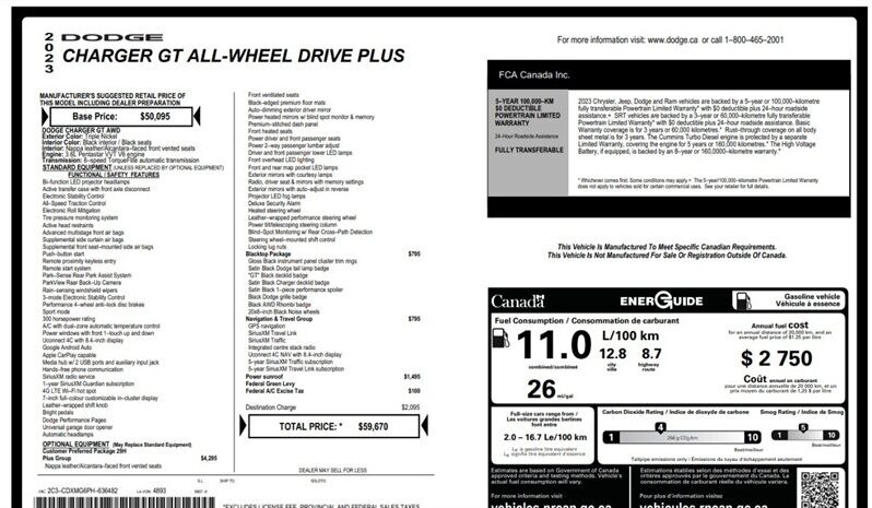 
								2023 Dodge Charger GT Plus Blacktop Edition AWD Sunroof full									