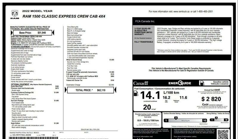 
								2022 Ram 1500 Night Edition Express Crew Cab 4×4 5.7L Hemi full									