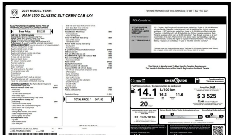 
								2021 Ram 1500 SLT Crew Cab 4×4 5.7L Hemi full									