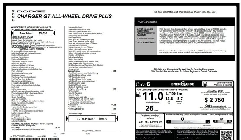 
								2023 Dodge Charger GT Plus Blacktop Edition AWD Sunroof full									