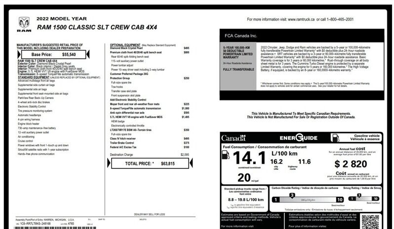 
								2022 Ram 1500 SLT Crew Cab 4×4 5.7L Hemi full									