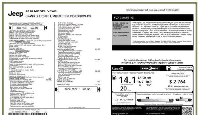 
								2018 Jeep Grand Cherokee Sterling Edition 4×4 5.7L Hemi full									