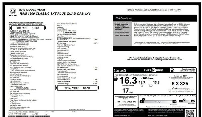 
								2019 Ram 1500 SXT Plus Quad Cab 4×4 5.7L Hemi full									