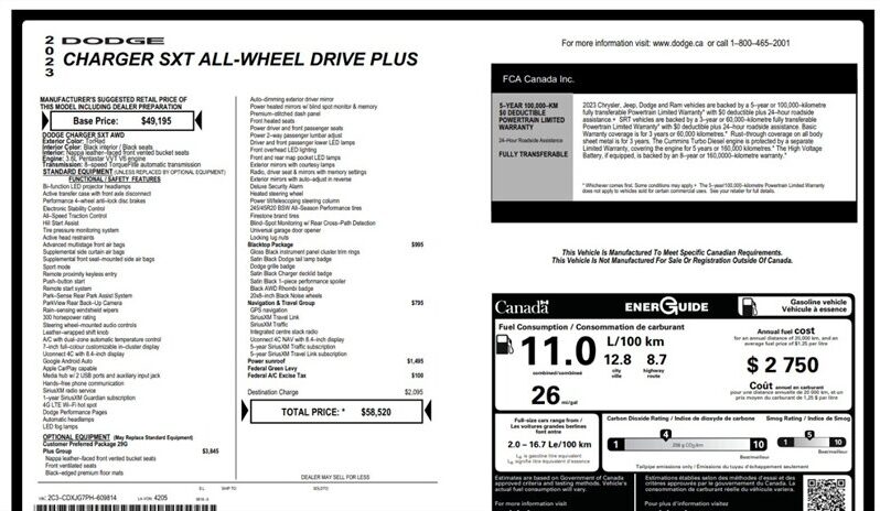 
								2023 Dodge Charger SXT Plus Sunroof AWD full									