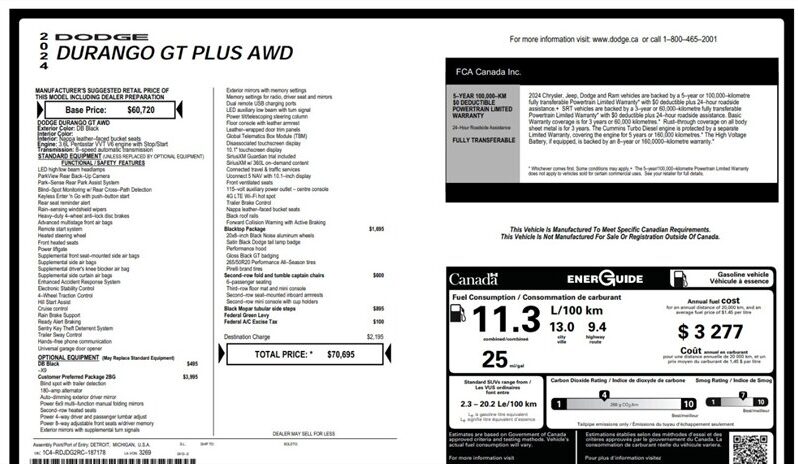 
								2024 Dodge Durango GT Plus Blacktop Sunroof AWD full									