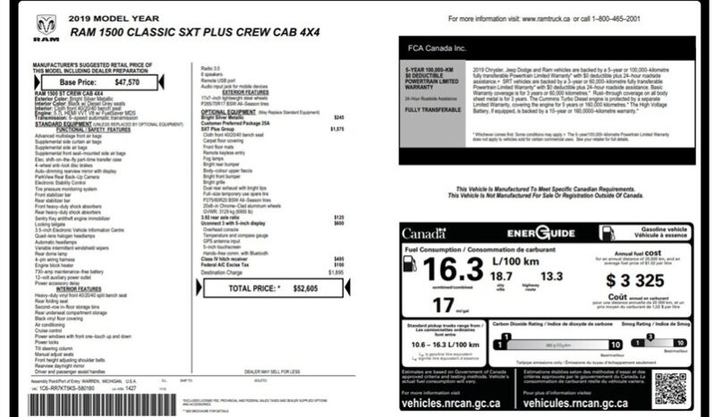 
								2019 Ram 1500 SXT Crew Cab 4×4 5.7L Hemi full									
