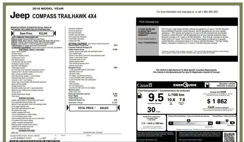 
								2018 Jeep Compass Trailhawk 4×4 full									