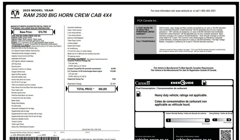 
								2025 Ram 2500 Big Horn Diesel Crew Cab 4×4 8ft Box (NEW) full									