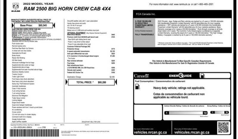 
								2022 Ram 2500 Big Horn Diesel Crew Cab 4×4 full									