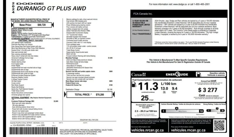 
								2024 Dodge Durango GT Plus Blacktop AWD full									