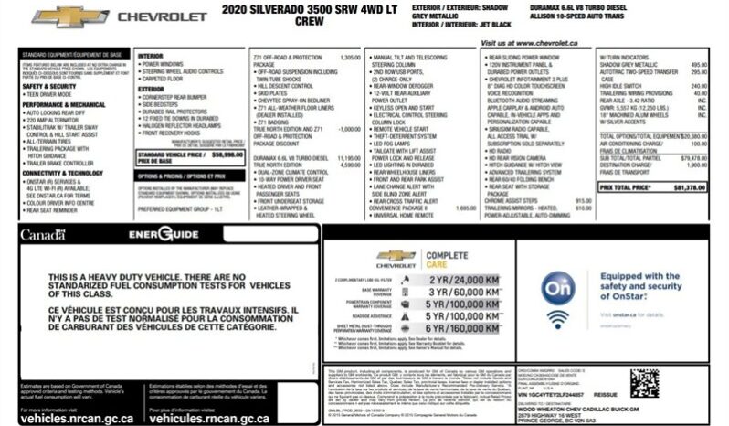 
								2020 Chevrolet Silverado 3500 Diesel LT True North Z-71 Crew Cab 4×4 Long Box full									