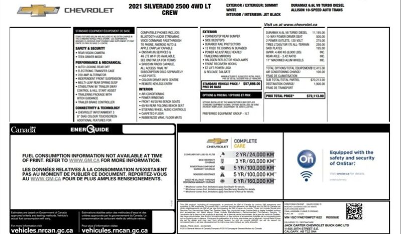 
								2021 Chevrolet Silverado 2500 LT Diesel Crew Cab 4×4 Long box full									