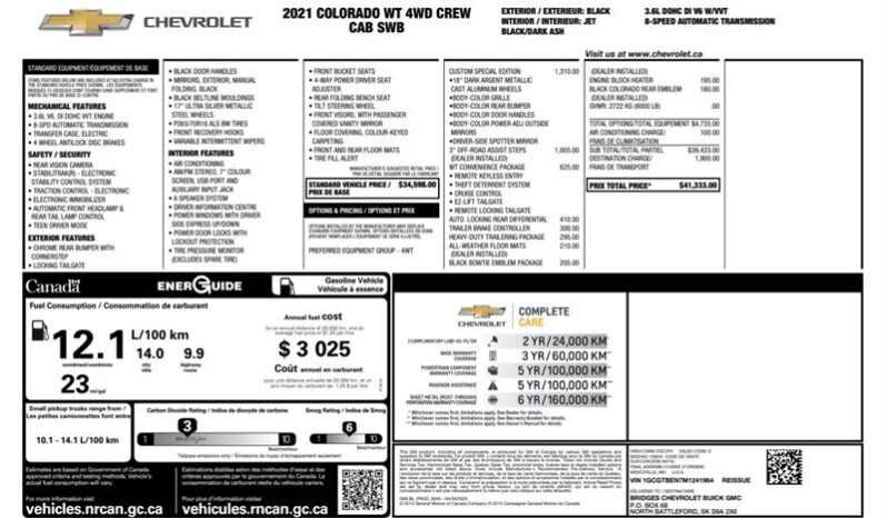 
								2021 Chevrolet Colorado WT Special Edition Crew Cab 4×4 full									